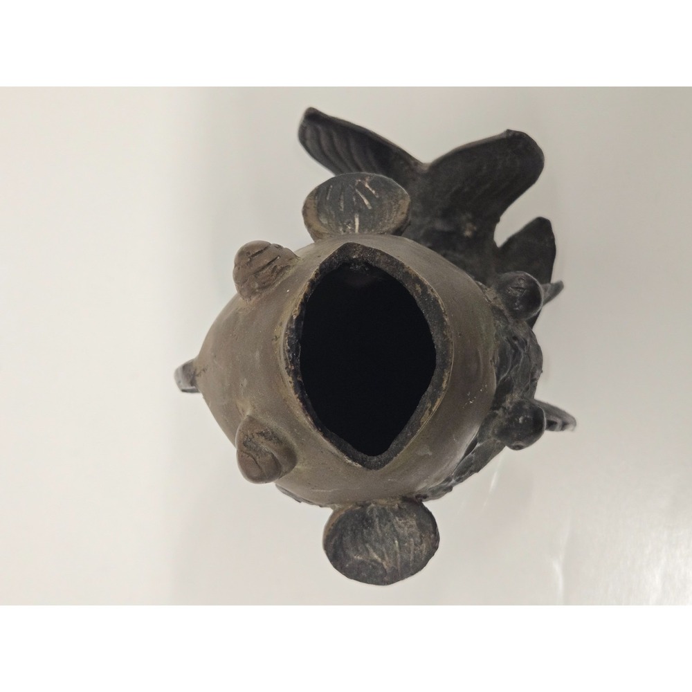 Vtg Bronze Koi Fish Sculpture Vase - Picture 10 of 12